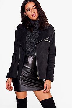 Boohoo Lexi Boutique Bonded Biker Jacket