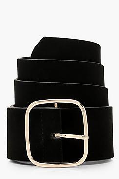 Boohoo Suedette Square Buckle Waist Belt