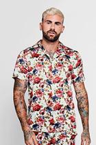Boohoo Vintage Floral Short Sleeve Satin Shirt Co-ord