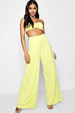 Boohoo Wide Leg Ruched Bandeau Co-ord