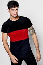 Boohoo Slim Fit 3 Colour Block Velour T-shirt