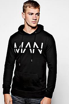 Boohoo Man Large Dash Over The Head Hoodie