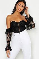 Boohoo Premium Crochet Lace Bardot Crop Top