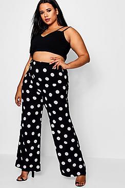 Boohoo Plus Olivia Spot Wide Leg Trouser