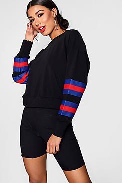 Boohoo Isobel Balloon Sleeve Sports Tape Sweat