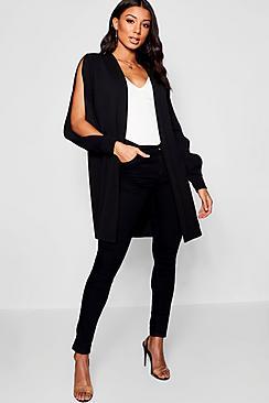 Boohoo Split Sleeve Collarless Duster