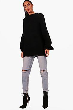 Boohoo Charlie Oversized Balloon Sleeve Knitted Jumper