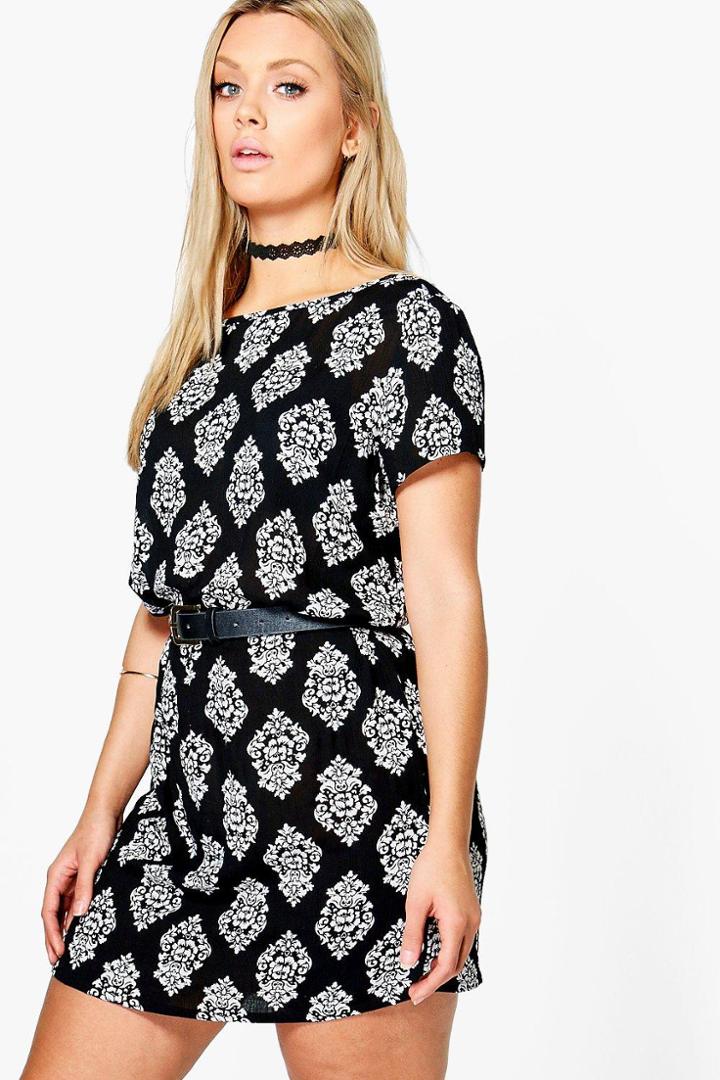 Boohoo Plus Georgia Mono Shift Dress Multi
