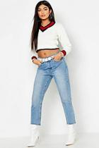Boohoo Cropped Contrast Trim Cricket Sweater