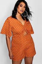 Boohoo Plus Gem Rouched Front Kimono Sleeve Playsuit