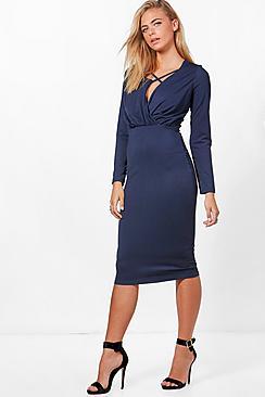 Boohoo Karina Gathered Waist Tailored Dress