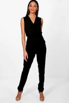 Boohoo Tall Melody Wrap Front Woven Jumpsuit
