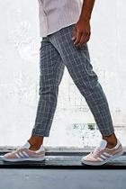 Boohoo Dele Tapered Fit Trouser In Grey Windowpane Check