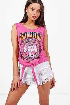Boohoo Holly Free Spirit Slogan Vest