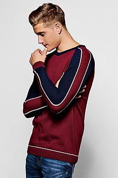 Boohoo Muscle Fit Ribbed Raglan Jumper
