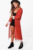 Boohoo Phoebe Maxi Lace Trim Kimono