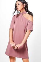 Boohoo Ellie Choker Cold Shoulder Sweat Dress