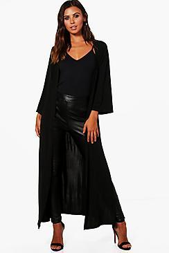 Boohoo Petite Gigi Wide Sleeve Belted Side Split Duster