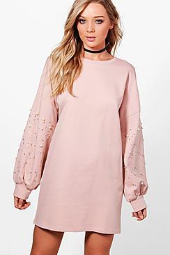 Boohoo Embellished Pearl Dress
