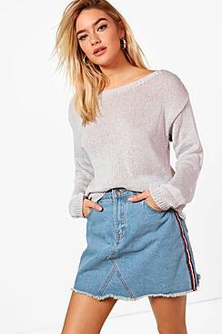 Boohoo Hannah Stripe Detail Slouchy Jumper