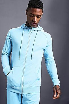Boohoo Man Skinny Jersey Zip Through Hoodie With Panels