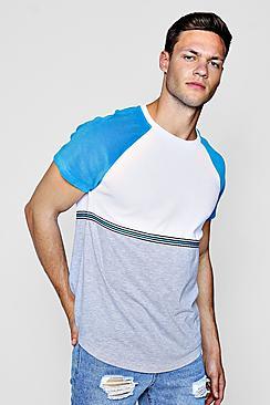 Boohoo Colour Block Velour T-shirt With Taping