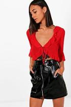 Boohoo Arabella Woven Ruffle Top