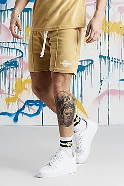 Boohoo Quavo Velour Mid Length Short With Print