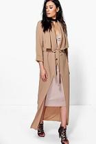 Boohoo Tia Waterfall Woven Belted Duster