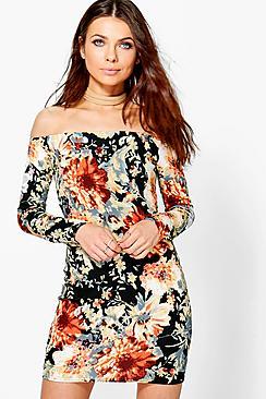 Boohoo Katie Off Shoulder Bodycon Dress