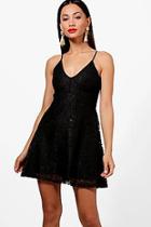 Boohoo Petite Rachel Lace Trim Detail Swing Dress