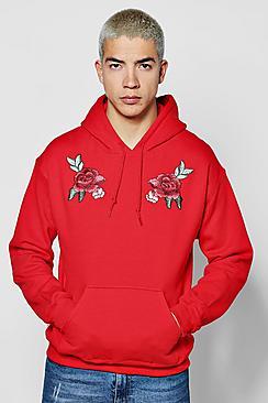 Boohoo Twin Rose Embroidered Hoodie