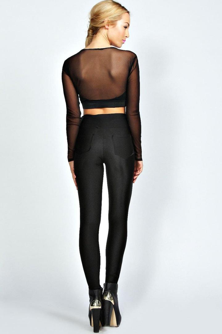Boohoo Lola Pocket Back High Waist Disco Pants Black