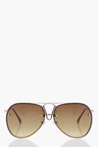 Boohoo Amy Dip Bar Detail Aviator Sunglasses