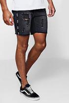Boohoo Slim Fit Denim Shorts With Man Side Tape