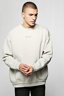Boohoo Oversized Heavyweight Washed Man Sweater