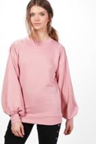 Boohoo Tall Balloon Sleeve Cut Out Back Sweater Pink
