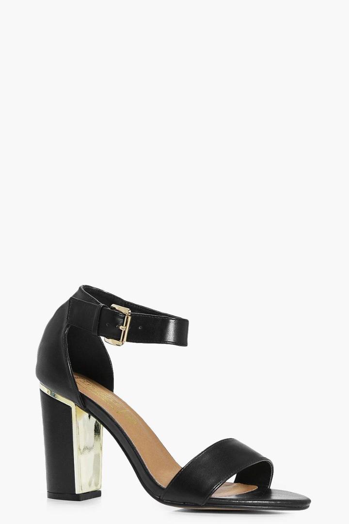 Boohoo Evie Block Heel Two Part Sandal Black