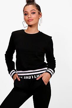 Boohoo Lottie Athleisure Stripe Sweat Top