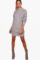 Boohoo Alicia Roll Neck Cable Knit Dress