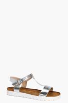 Boohoo Isabella T Bar Cleated Sandal Silver