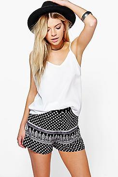 Boohoo Libby Border Print Mono Shorts