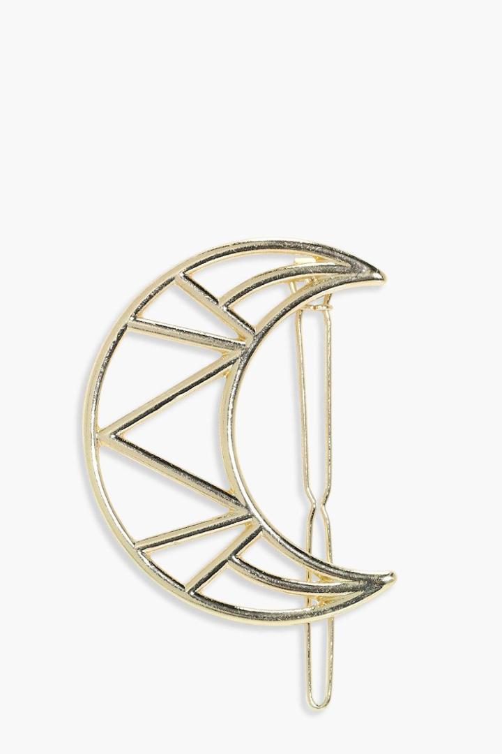Boohoo Saffron Geo Moon Hairclip Gold