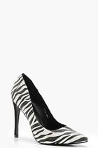 Boohoo Mono Zebra Pointed Court Shoes