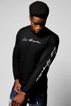 Boohoo Black Long Sleeve Los Angeles T-shirt