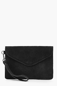 Boohoo Olivia Real Suede Envelope Clutch