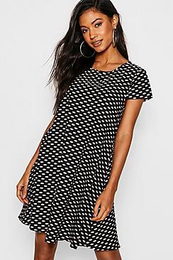 Boohoo Polka Dot Woven Shift Dress