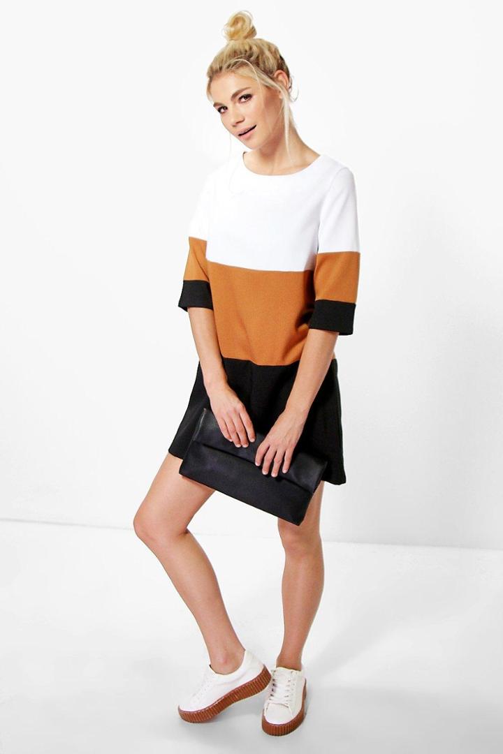 Boohoo Hana Colour Block Shift Dress Multi