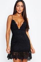 Boohoo Lace Strappy Frill Hem Dress