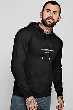 Boohoo Paris Slogan Fleece Hoodie